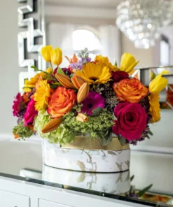 Inspire Me! Home Decor White And Gold Marble Design Oval Vase