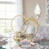 Inspire Me! Home Decor Golden Circle Leaf Design Hurricane Candle Holder (2 Sizes) " From Pops Of Color Home Collection"