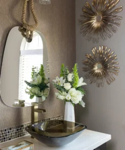 Inspire Me! Home Decor White And Silver Marble Design Vase