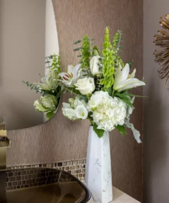 Inspire Me! Home Decor White And Silver Marble Design Vase