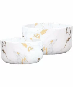 Inspire Me! Home Decor White Marble Design Bowl/Vase (2 Sizes)