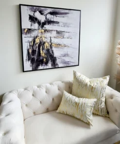 Inspire Me! Home Decor Black And Gray Abstract Canvas Wall Art WALL ART & MIRRORS