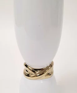 Inspire Me! Home Decor White Ceramic Vase With Elegant Gold Details (2 Sizes)