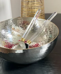 Inspire Me! Home Decor Large Hammered Silver Bowl With Gold Detailing