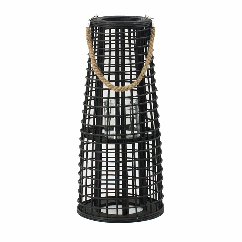 Inspire Me! Home Decor Indoor/Outdoor Rattan Black Tapered Lantern (2 Sizes) 5 Inspire Me! Home Decor Indoor/Outdoor Rattan Black Tapered Lantern (2 Sizes)