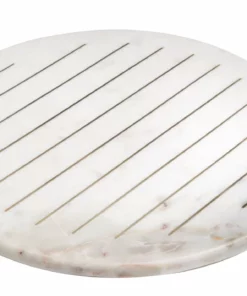 Inspire Me! Home Decor Round Marble Tray With Gold Line Details