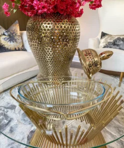 Inspire Me! Home Decor Oval Glass Serveware With Metal Base (2 Colors)