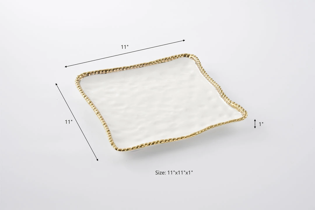Inspire Me! Home Decor Gold And White Beaded Square Platter 7 Inspire Me! Home Decor Gold And White Beaded Square Platter