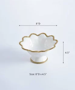 Inspire Me! Home Decor Gold And White Beaded Pedestal Bowl