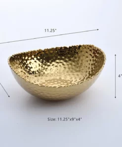 Inspire Me! Home Decor Gold Oval Hammered Porcelain Bowl 20 Inspire Me! Home Decor Gold Oval Hammered Porcelain Bowl