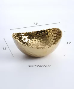 Inspire Me! Home Decor Gold Oval Hammered Porcelain Bowl 22 Inspire Me! Home Decor Gold Oval Hammered Porcelain Bowl