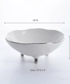 Inspire Me! Home Decor Silver And White Footed Bowl