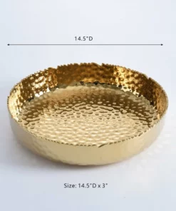 Inspire Me! Home Decor X-Large Textured Gold Shallow Bowl