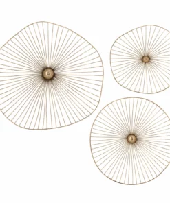 Inspire Me! Home Decor WALL ART & MIRRORS Gold Asymmetrical Circles Wall Art (Set Of 3 - 3 Different Sizes)