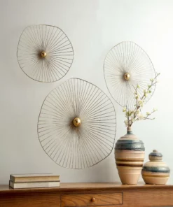 Inspire Me! Home Decor WALL ART & MIRRORS Gold Asymmetrical Circles Wall Art (Set Of 3 - 3 Different Sizes)