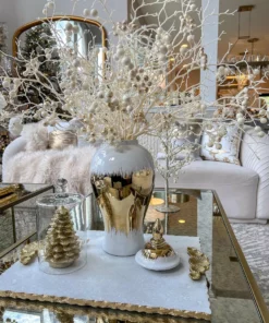 Inspire Me! Home Decor White And Gold Berry Stem