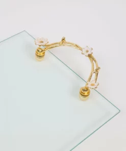 Inspire Me! Home Decor Large Rectangular Glass Tray With Cherry Blossom Details