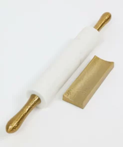 Inspire Me! Home Decor Marble Rolling Pin With Gold Hammered Handles