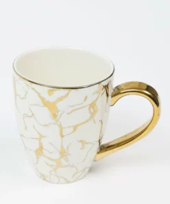 Inspire Me! Home Decor Oversized White & Gold Mug With Marbled Design And Gold Handle