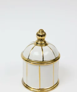 Inspire Me! Home Decor White Ceramic Lidded Jar With Gold Linear Detail (3 Sizes) 13 Inspire Me! Home Decor White Ceramic Lidded Jar With Gold Linear Detail (3 Sizes)