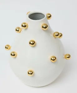 Inspire Me! Home Decor White & Gold Studded Metal Vases (2 Sizes)