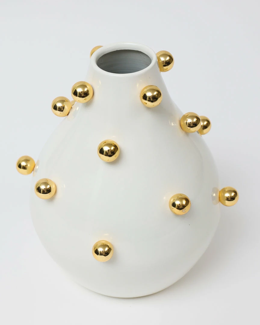 Inspire Me! Home Decor White & Gold Studded Metal Vases (2 Sizes) 4 Inspire Me! Home Decor White & Gold Studded Metal Vases (2 Sizes)