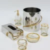 Inspire Me! Home Decor Silver & Gold Bathroom Set With Gold Vine Detail (5 Piece)