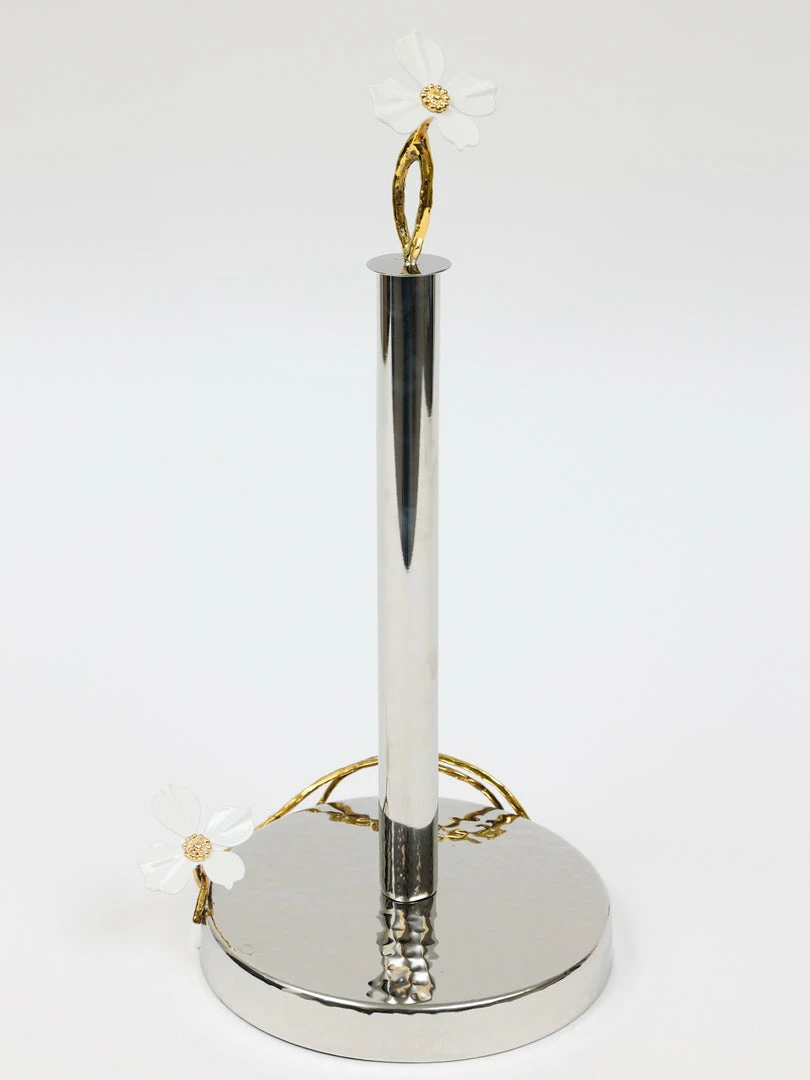 Inspire Me! Home Decor Gold Paper Towel Holder With White Jeweled Flower Details 4 Inspire Me! Home Decor Gold Paper Towel Holder With White Jeweled Flower Details