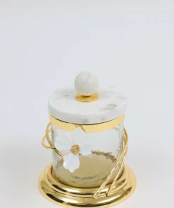 Inspire Me! Home Decor Hammered Glass Canister With White Jeweled Flower Details (3 Sizes) Gold 13 Inspire Me! Home Decor Hammered Glass Canister With White Jeweled Flower Details (3 Sizes) Gold