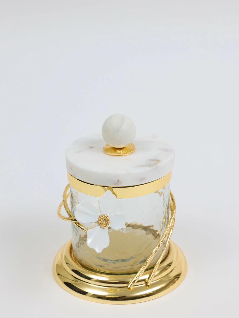 Inspire Me! Home Decor Hammered Glass Canister With White Jeweled Flower Details (3 Sizes) Gold 6 Inspire Me! Home Decor Hammered Glass Canister With White Jeweled Flower Details (3 Sizes) Gold