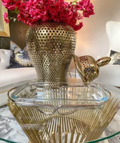 Inspire Me! Home Decor Rectangle Glass Serveware With Metal Base And Handles (2 Colors)