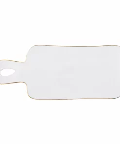 Inspire Me! Home Decor White Ceramic Rectangle Tray W/ Gold Trim KITCHEN