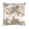 Cloud9d Amal - Ivory/Beige Digital Printed Pillow W/ Gold And Silver Print - 22" X 22" PILLOWS, RUGS, & THROWS