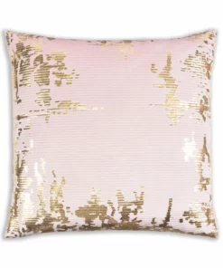 Cloud9d Asra - Mauve Velvet Pillow W/ Shiny Gold Foil Print - 20" X 20" PILLOWS, RUGS, & THROWS