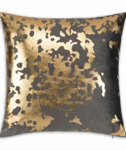 Cloud9d Elise Charcoal Gold Pillow - 20" X 20" PILLOWS, RUGS, & THROWS