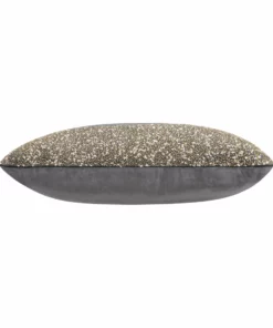 Cloud9d Lena - Charcoal Velvet Pillow 5" Top Beaded In Gold Beadwork - 20" X 14" PILLOWS, RUGS, & THROWS 5 Cloud9d Lena - Charcoal Velvet Pillow 5