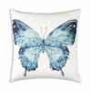 Cloud9d Ella - Digital Outdoor Printed Fabric Pillow In Blue Butterfly Print W/ Rose Gold Metallic Print - 18" X 18" PILLOWS, RUGS, & THROWS