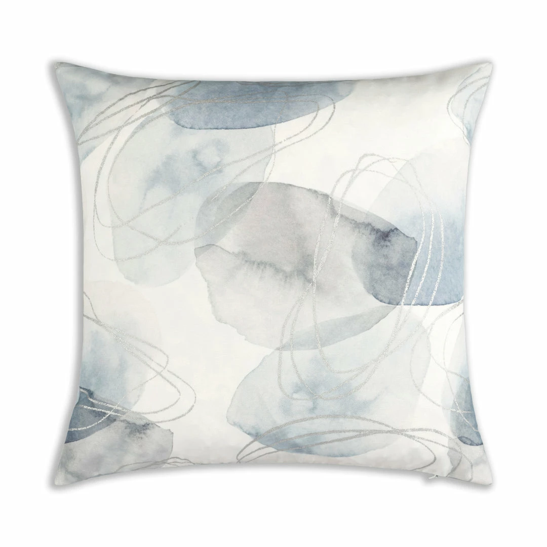 Cloud9d Isla - Digital Printed Outdoor Fabric Pillow In Greys W/ Silver Metallic Print - (2 Styles) - 18" X 18" PILLOWS, RUGS, & THROWS 4 Cloud9d Isla - Digital Printed Outdoor Fabric Pillow In Greys W/ Silver Metallic Print - (2 Styles) - 18" X 18" PILLOWS, RUGS, & THROWS