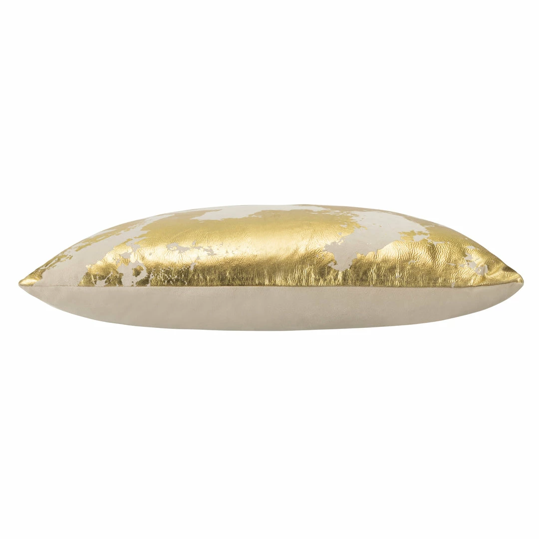 Cloud9d Zara - Beige Velvet Pillow W/ Abstract Gold Foil - 22" X 22" PILLOWS, RUGS, & THROWS 4 Cloud9d Zara - Beige Velvet Pillow W/ Abstract Gold Foil - 22" X 22" PILLOWS, RUGS, & THROWS