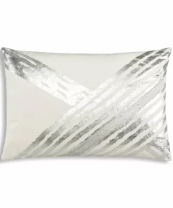 Cloud9d PILLOWS, RUGS, & THROWS Zara - Ivory Velvet Pillow W/ Abstract Silver Foil And Embroidery - 20" X 14"