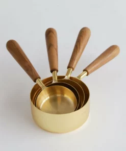 Inspire Me! Home Decor Gold Measuring Cups W/ Wood Handle