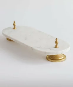 Inspire Me! Home Decor Marble Pedestal Tray W/ Gold Legs
