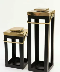 Inspire Me! Home Decor Black And Gold Lantern Display (2 Sizes)