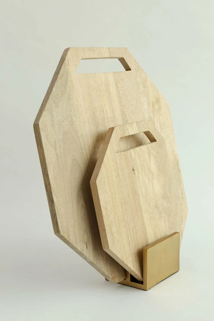 Inspire Me! Home Decor Geometric Mango Wood Boards W/ Gold Stand 5 Inspire Me! Home Decor Geometric Mango Wood Boards W/ Gold Stand