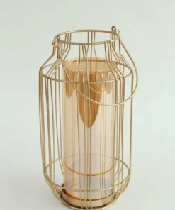 Inspire Me! Home Decor Gold Lantern W/ Amber Glass