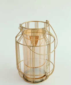Inspire Me! Home Decor Gold Lantern W/ Amber Glass