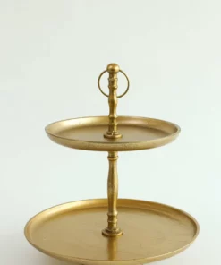 Inspire Me! Home Decor Gold 2-Tiered Metal Cake Stand