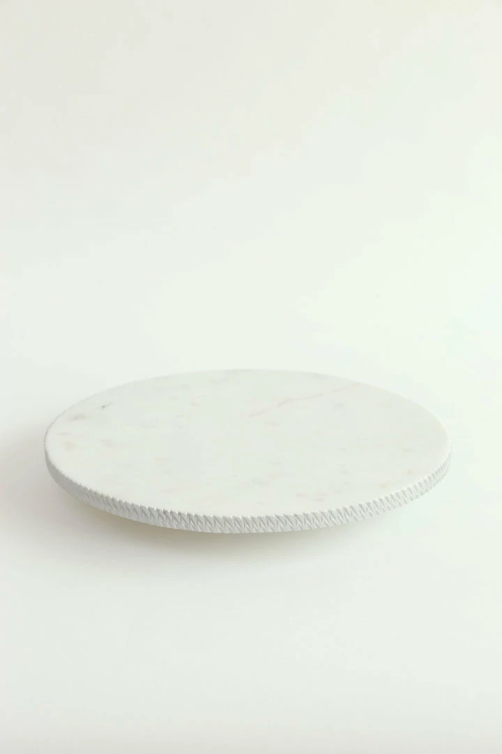 Inspire Me! Home Decor White Marble Round Lazy Susan W/ Silver Textured Edge 5 Inspire Me! Home Decor White Marble Round Lazy Susan W/ Silver Textured Edge