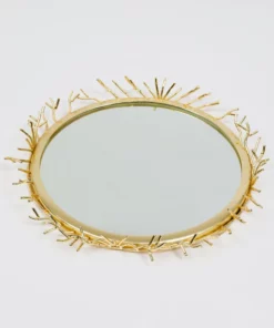 Inspire Me! Home Decor Round Decorative Mirror Tray With Gold Details