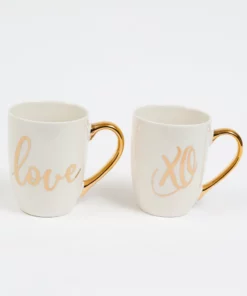 Inspire Me! Home Decor White Mug With Gold Handle (2 Styles)
